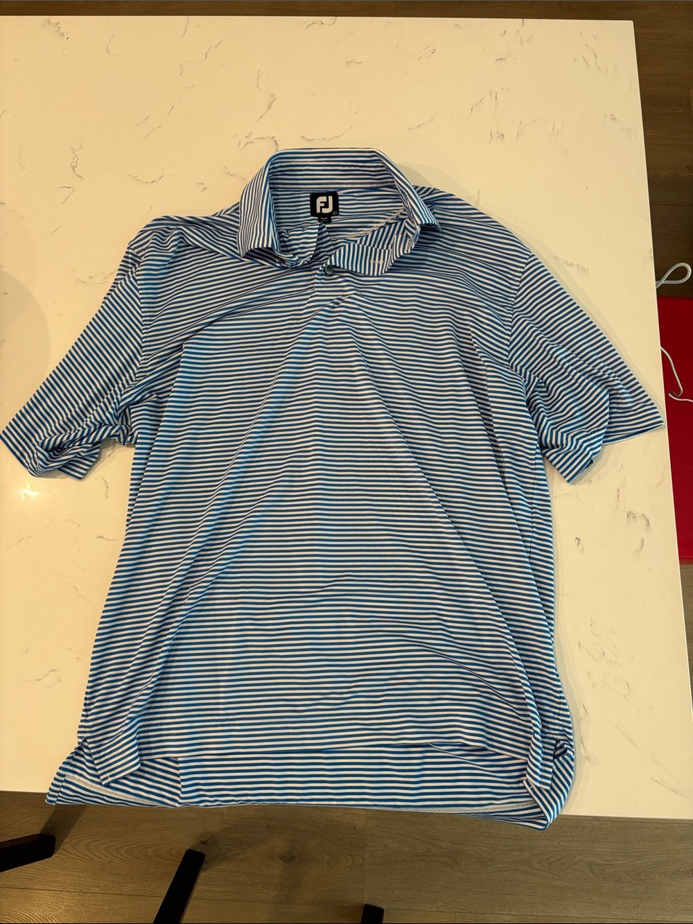 FootJoy Light Blue and White Striped Men’s Polo